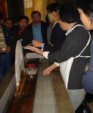 At a Silk Museum - getting the silk from the cocoon