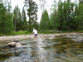 Testing Crocks as an Aid to crossing a Stream